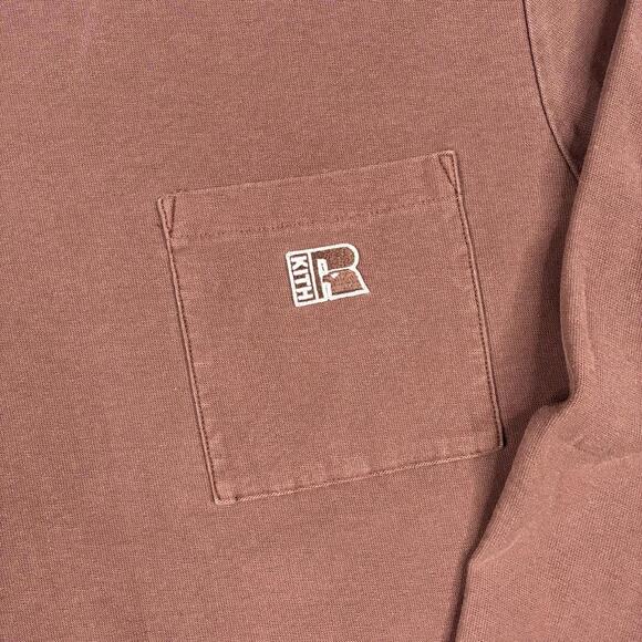 Kith x Russell Athletic Quinn Long Sleeve Shirt Men’s Large Brown Saddle Logo - Picture 4 of 8